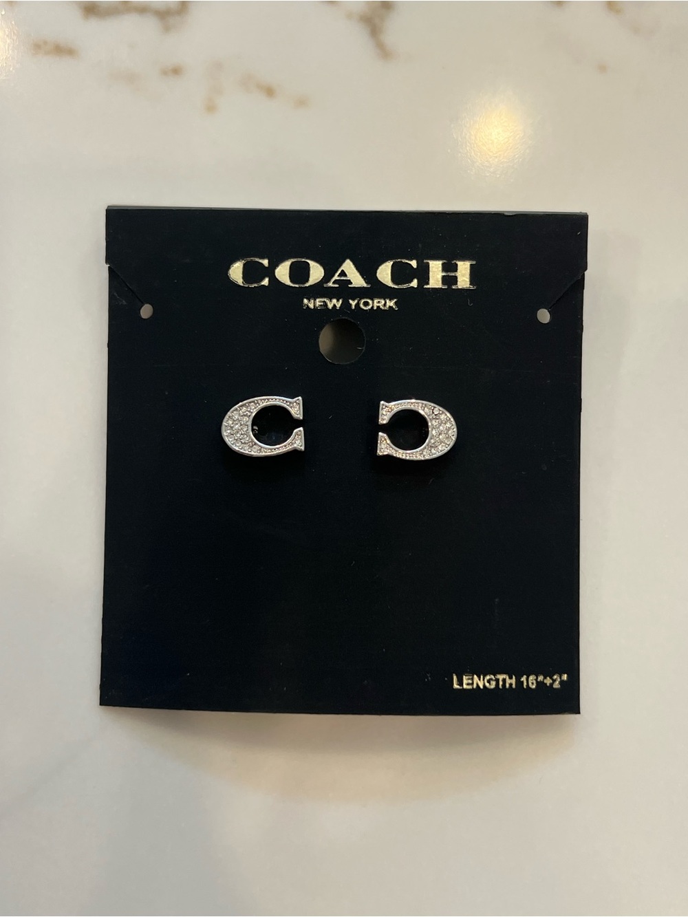 Coach Crystal 'C' Logo Stud Earrings - Silver